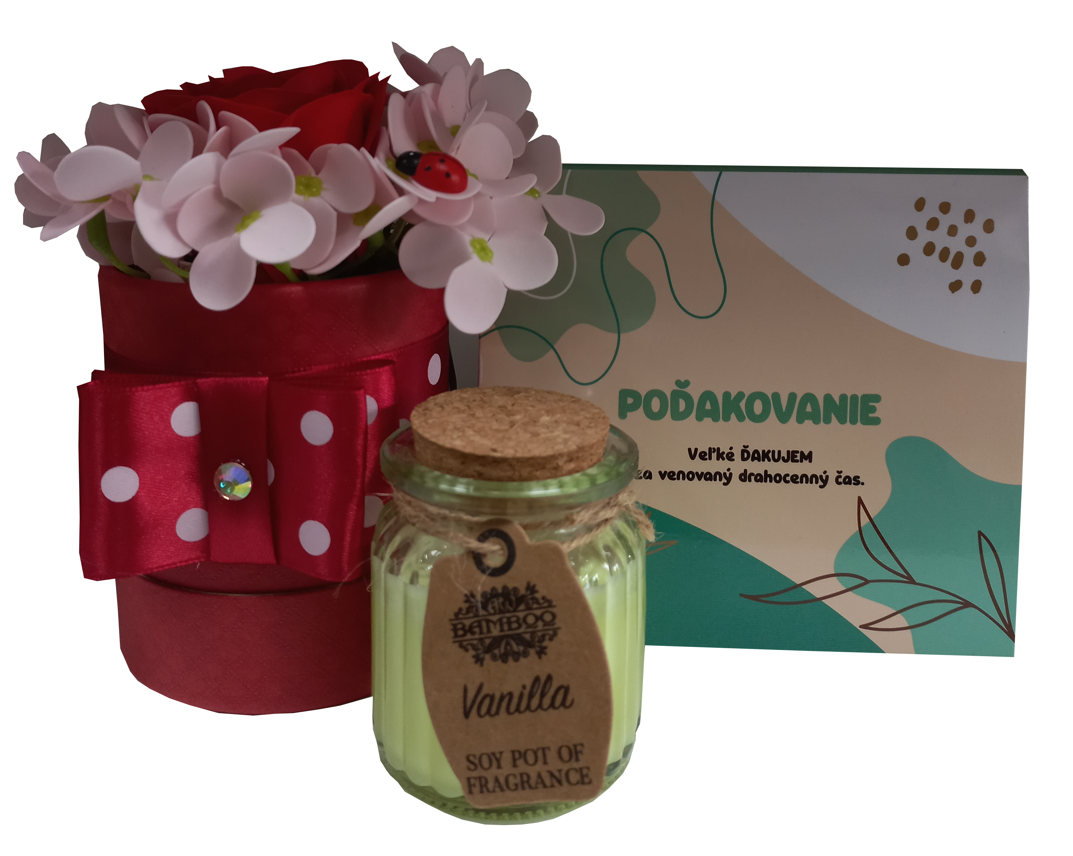 Sady sviečka, čaj, mydlový box