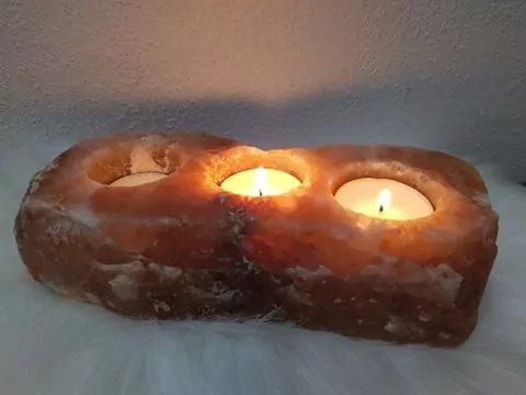 Soľná lampa Hruda na tri čajové sviečky