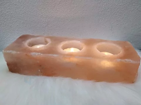 Soľná lampa Kváder na tri čajové sviečky