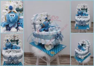 Plienková torta - kočík so šmolkom