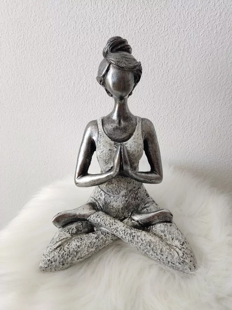 Joga žienka: strieboro - biela