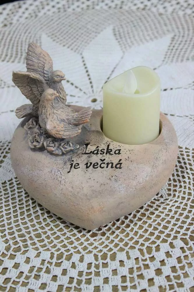 xSrdiečko na hrob s LED sviečkou 15 cm