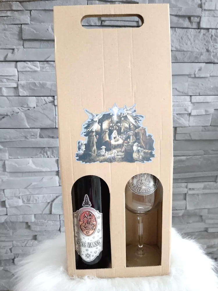 Darčeková sada: víno+pohár Veselé Vianoce