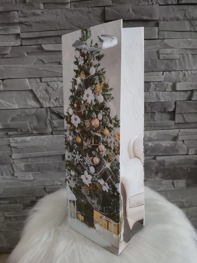 Vianočná taška B biela s motívom stromčeka