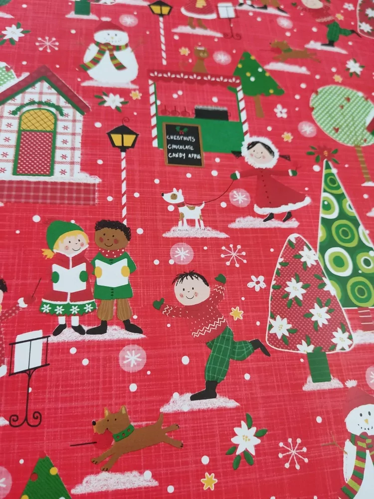 Baliaci papier 5m červený- vianočná dedinka
