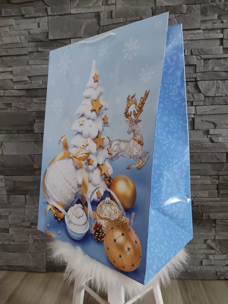 Vianočná taška XLL- modrá stromček