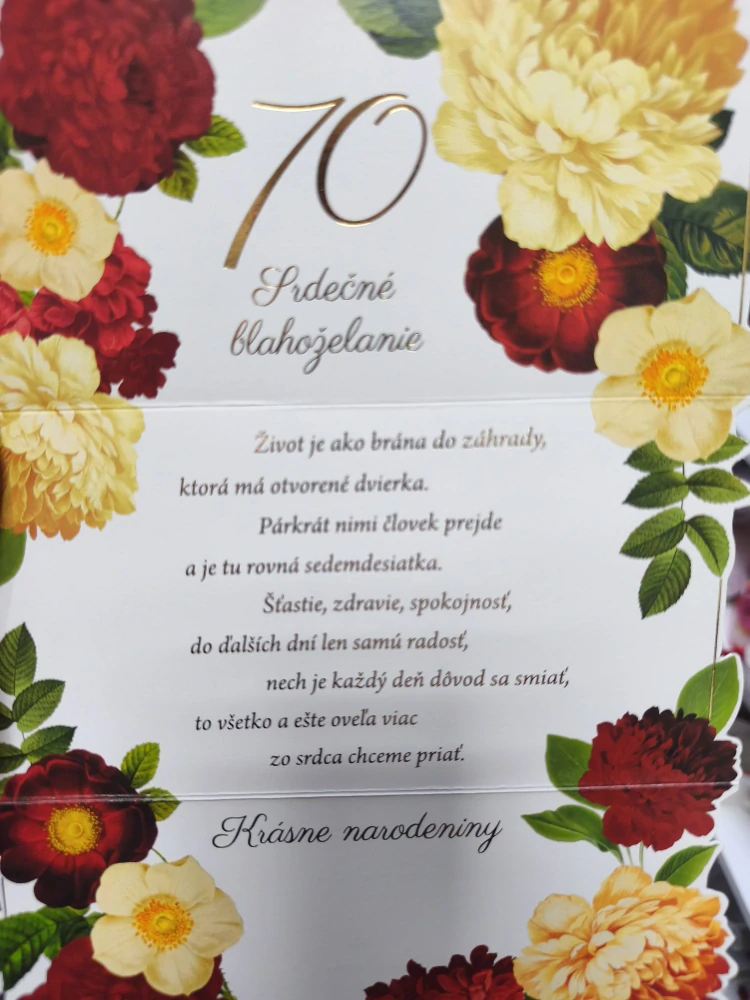 Blahoželanie k 70. narodeninám skladané