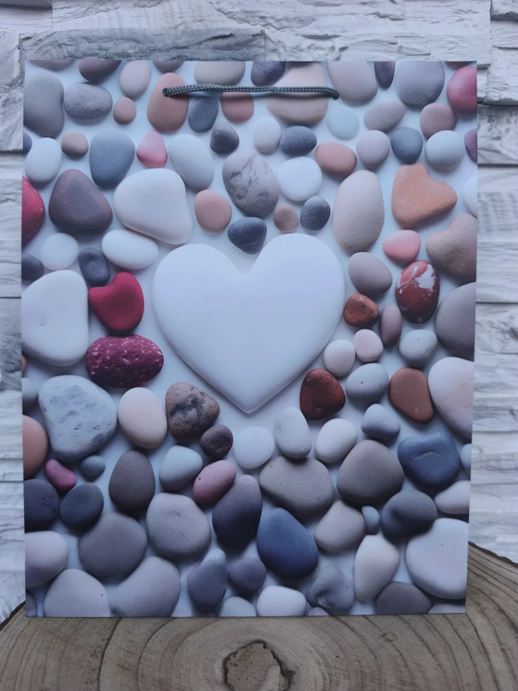 💎 Darčeková taška s motívom kamienkov a srdiečka