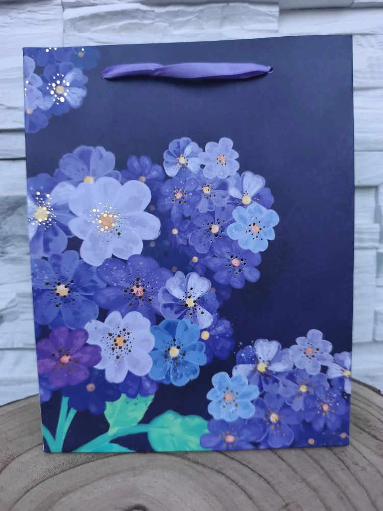 💙 Darčeková taška s motívom modrej hortenzie