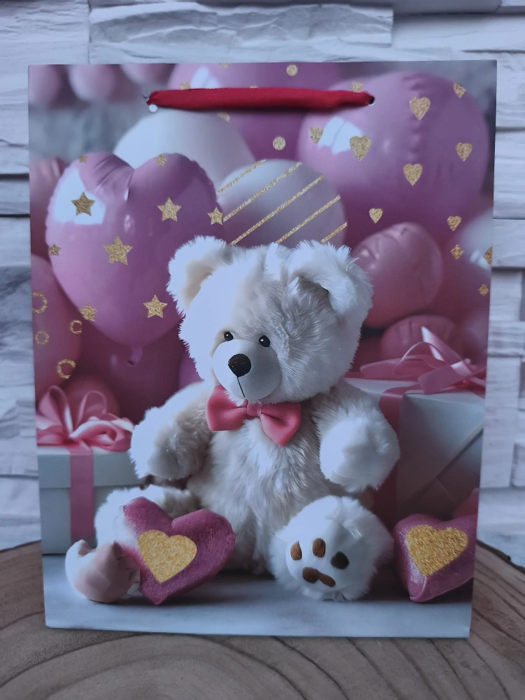 🧸 Darčeková taška s motívom bieleho medvedíka