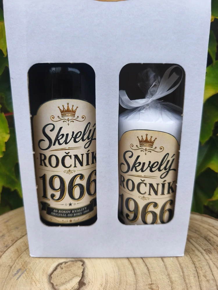 Darčeková sada „Skvelý ročník 1966“ 🍷🕯️🎁