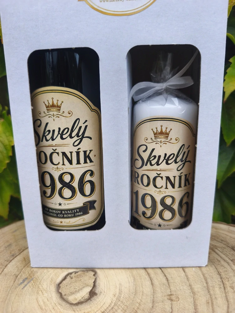 Darčeková sada „Skvelý ročník 1986“ 🍷🕯️🎁