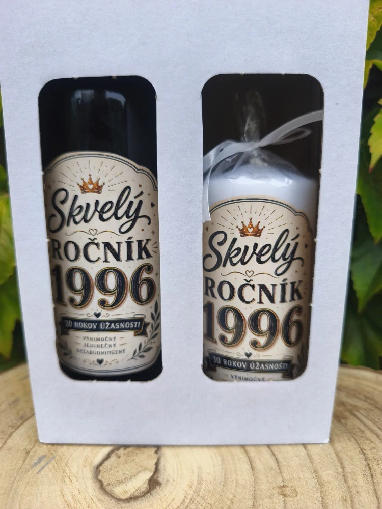 Darčeková sada „Skvelý ročník 1996“ 🍷🕯️🎁