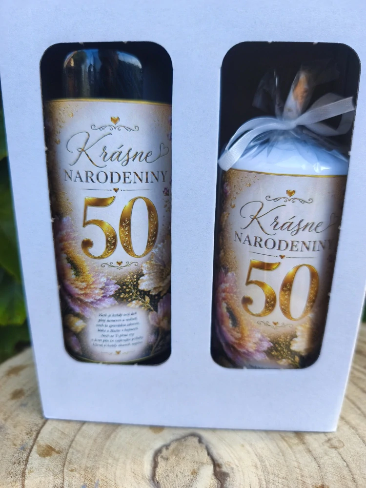 Darčeková sada k 50. narodeninám 🍷🕯️🎁