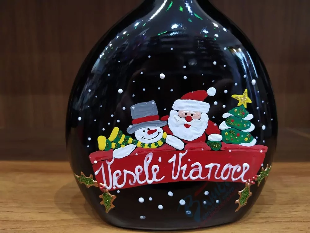 Maľované vínko Veselé Vianoce