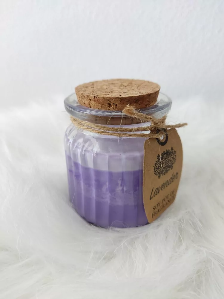 Levanduľová sviečka s korkovou zátkou