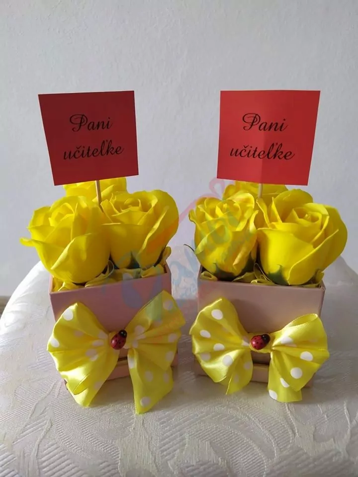 Mydlový flower box 3 Pani učiteľke žltá
