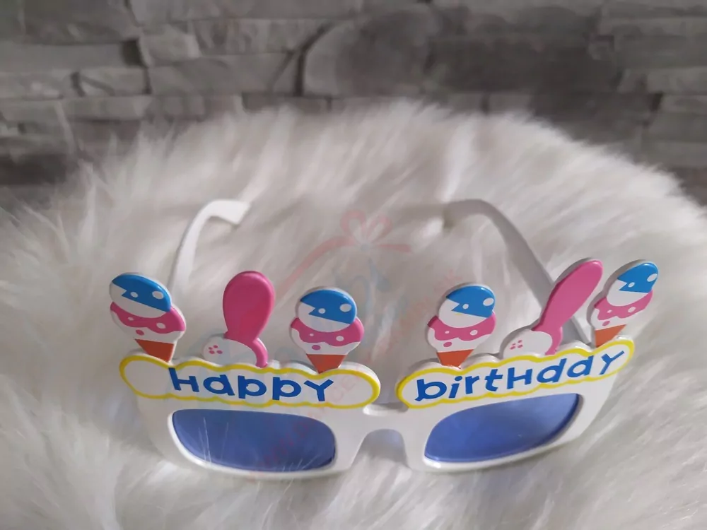 Párty okuliare Happy Birthday biele