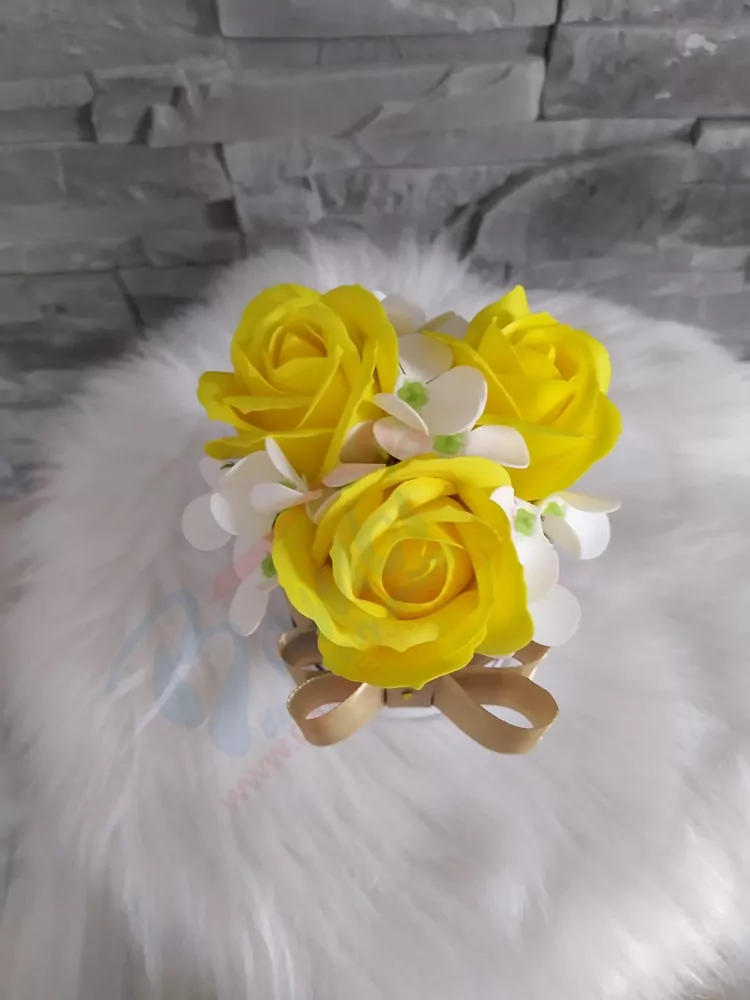 Mydlový flower box žlto-biely menší