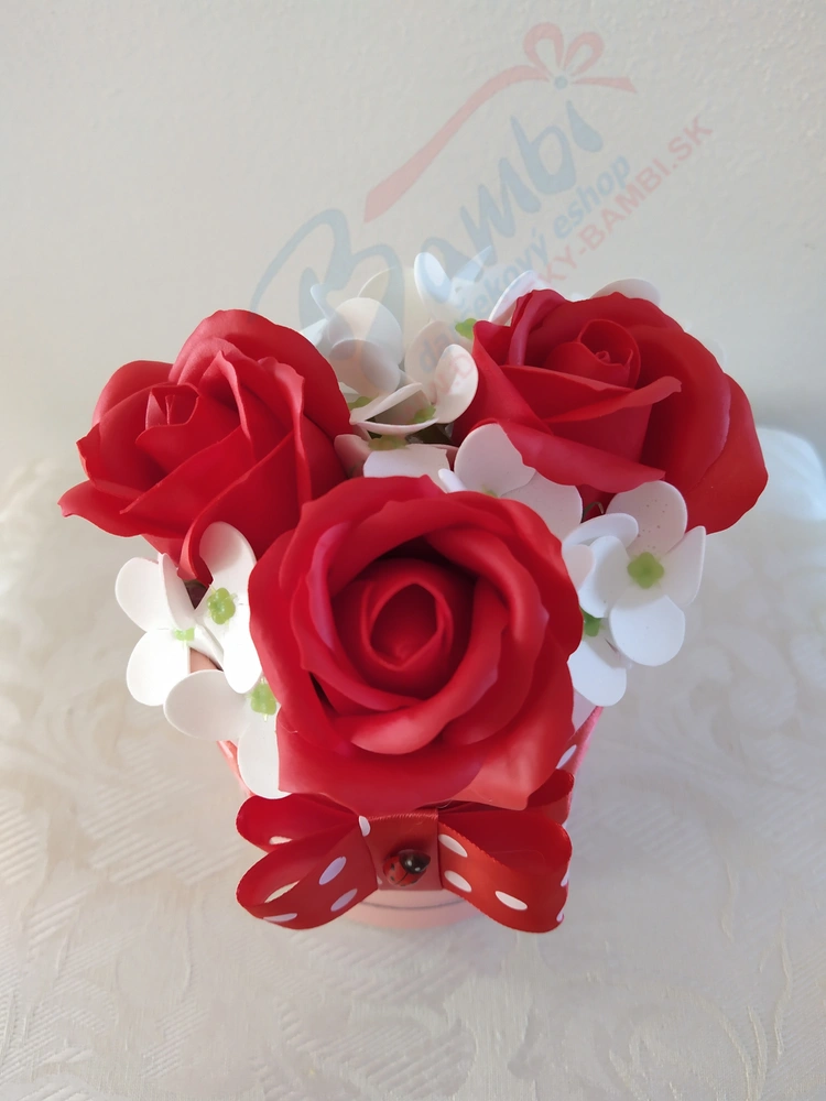 Červený mydlový flower box 2