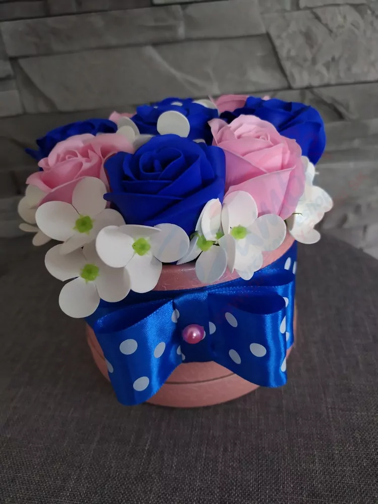Modro-ružový mydlový flower box