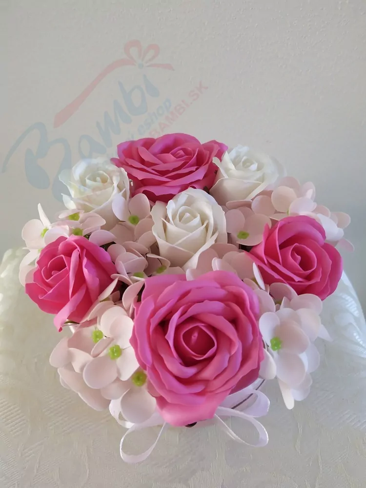 Ružový mydlový flower box- veľký