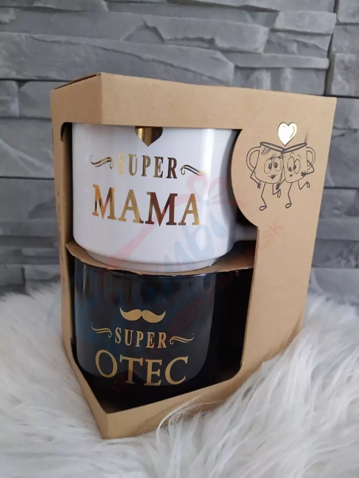 Párové hrnčeky Super mama a Super otec