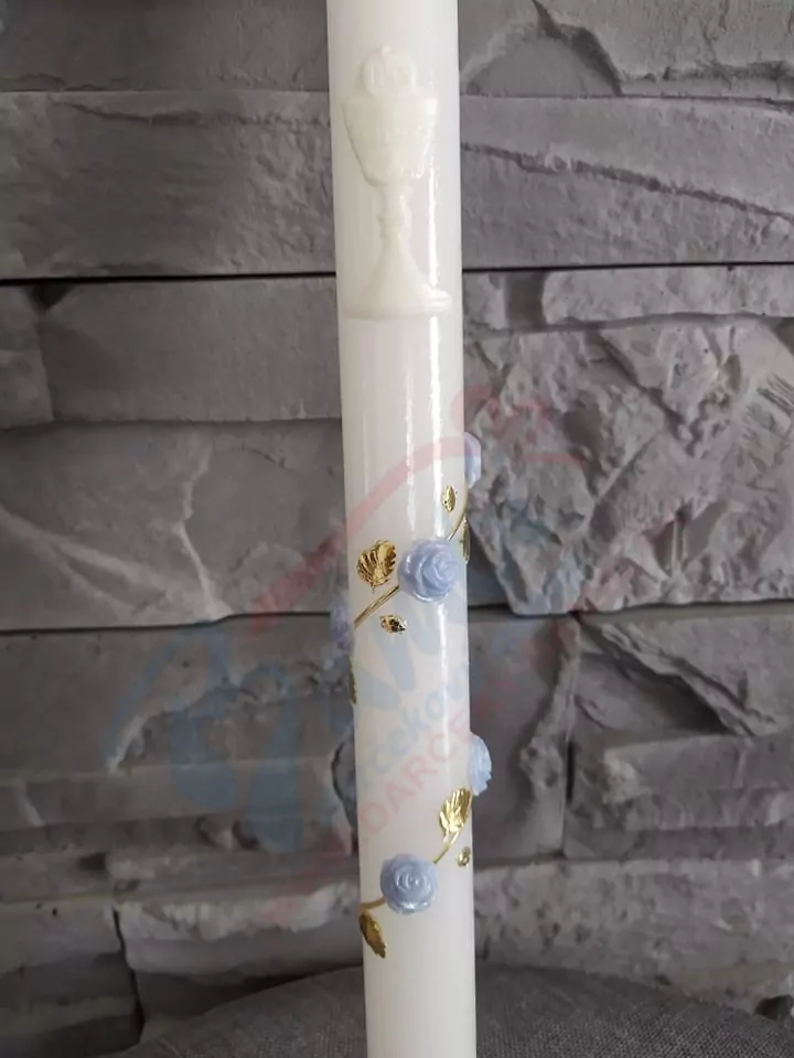 Sviečka s ružami - modrá