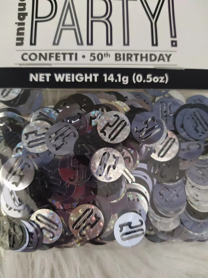 Konfety Happy Birthday - 50 čierno-streiborné