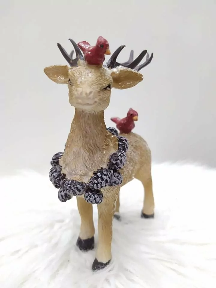 x Dekorácia Jeleň + vtáčiky