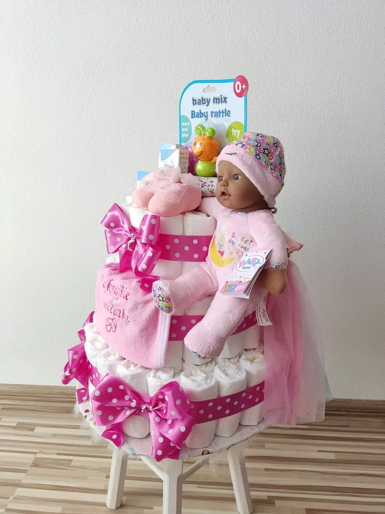  Plienková torta so šatičkami pre princeznú