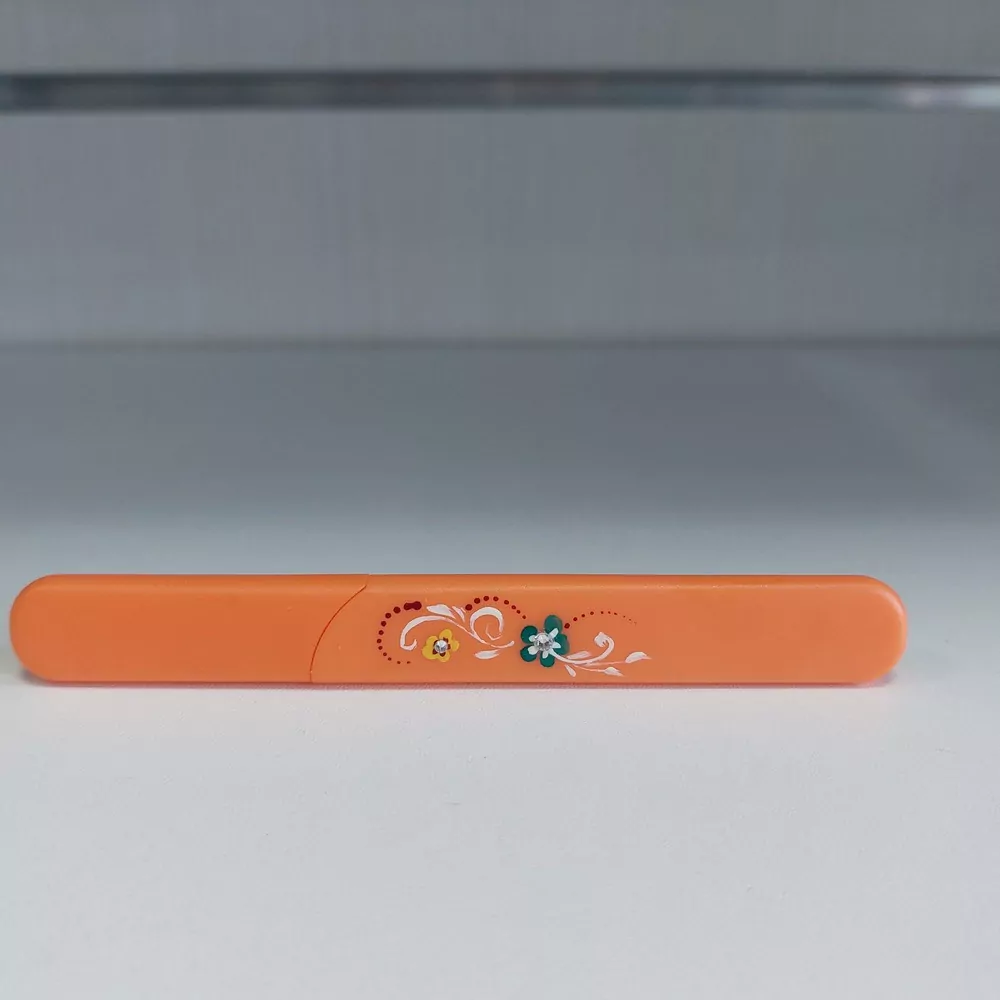 Sklenený pilník so Swarovski kamienkami- oranžový