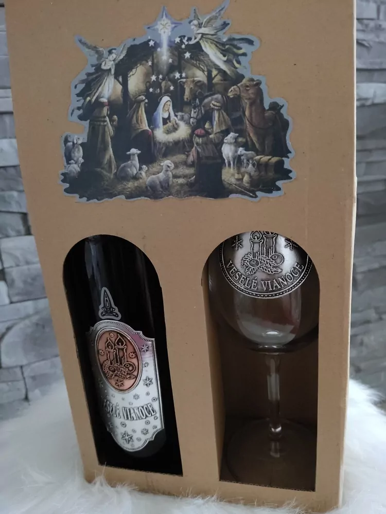 Darčeková sada: víno+pohár Veselé Vianoce