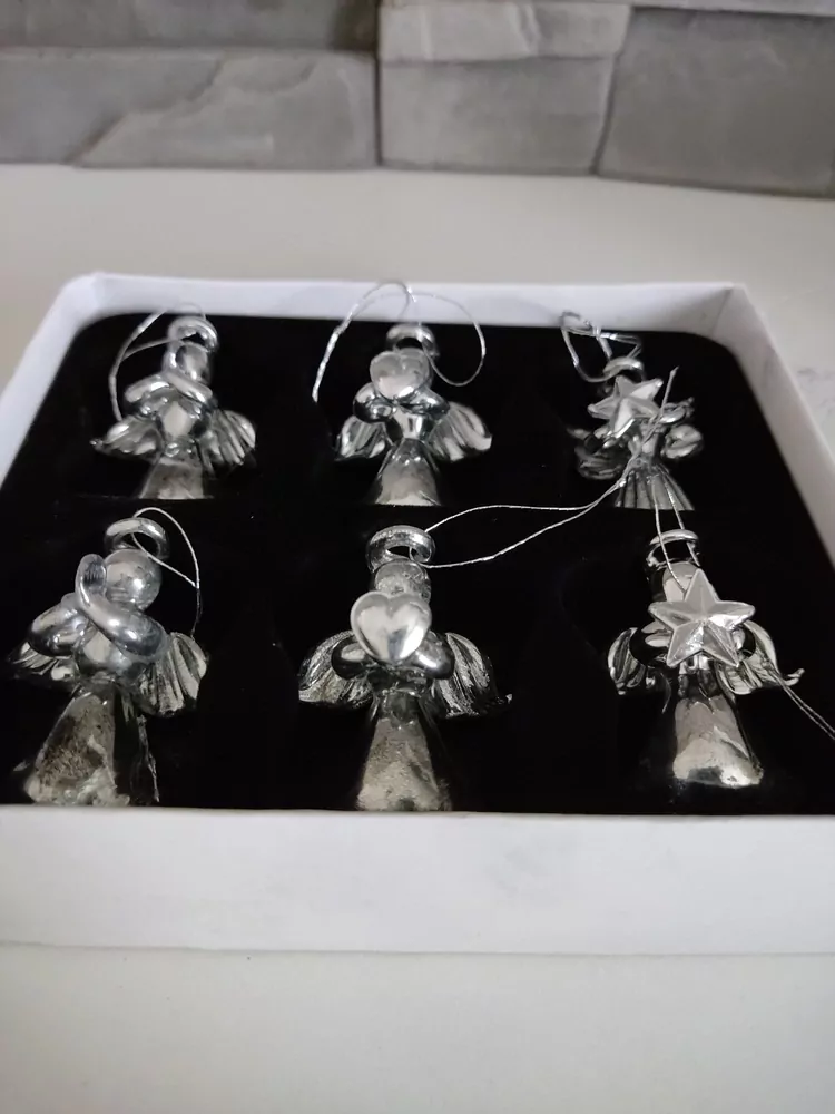 Sada 6ks sklenených anjelikov