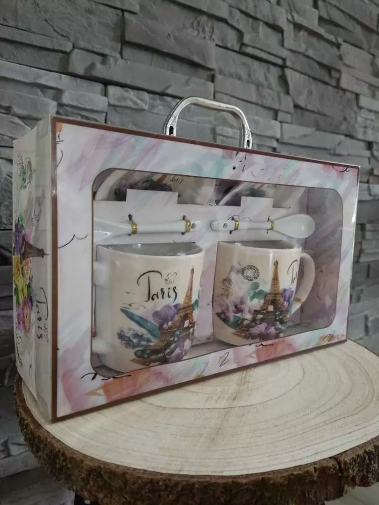 Dvojset Paris - šálky, podšálky a lyžičky
