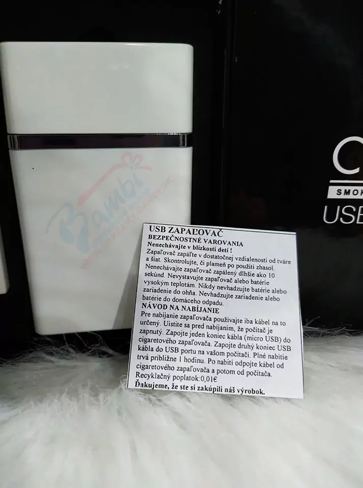 USB zapaľovač s tabatierkou biely