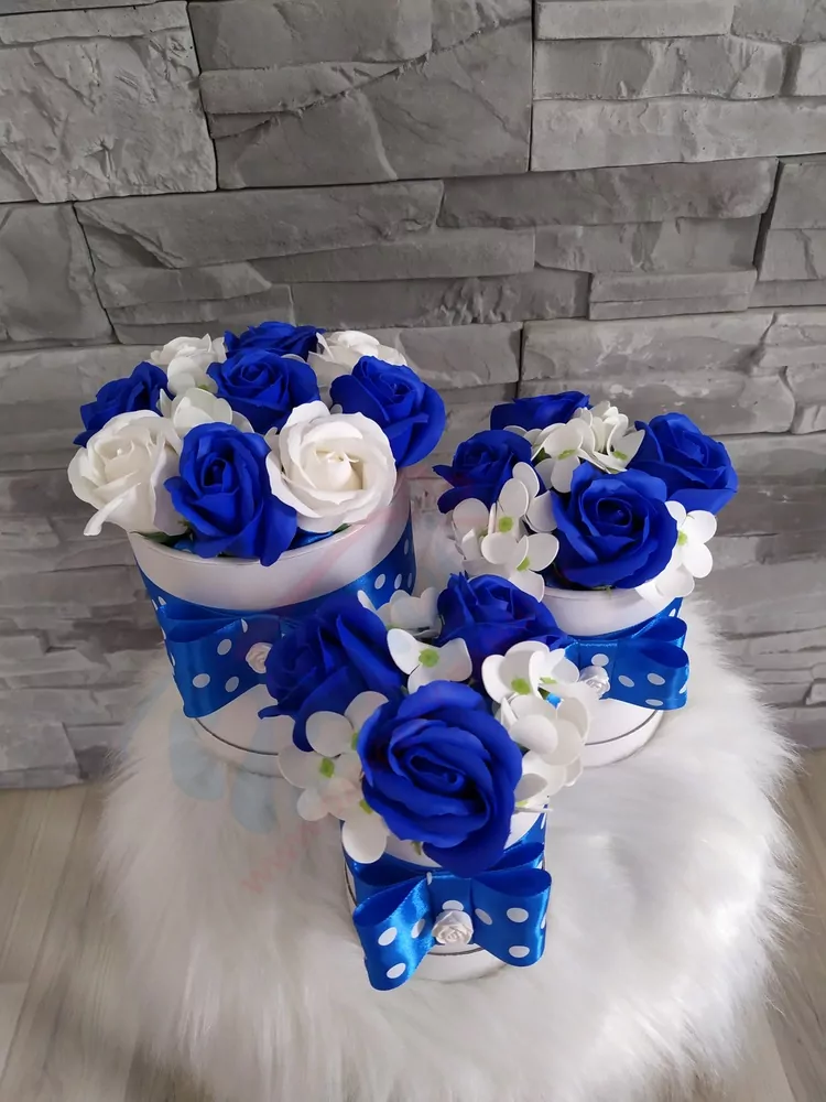 Mydlový flower box modro-biely menší
