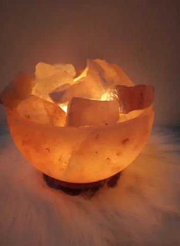Soľná lampa miska s ružovou soľou