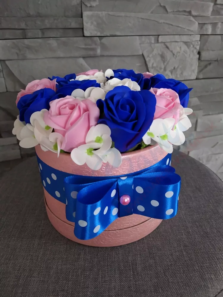 Modro-ružový mydlový flower box 3
