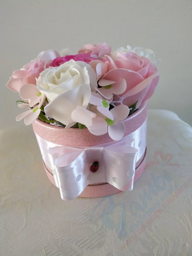 Ružový mydlový flower box- stredný
