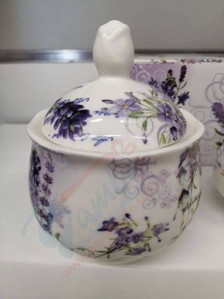 Cukornička a džbánik na mlieko - levanduĺový set