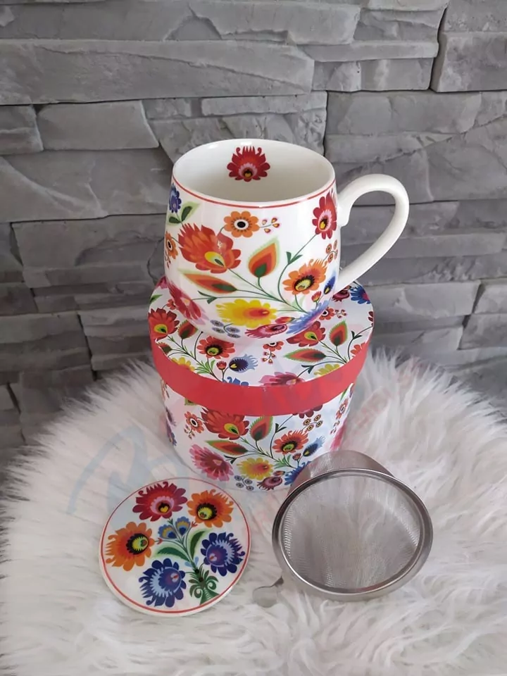 Guľatý set na sypaný čajík - biely