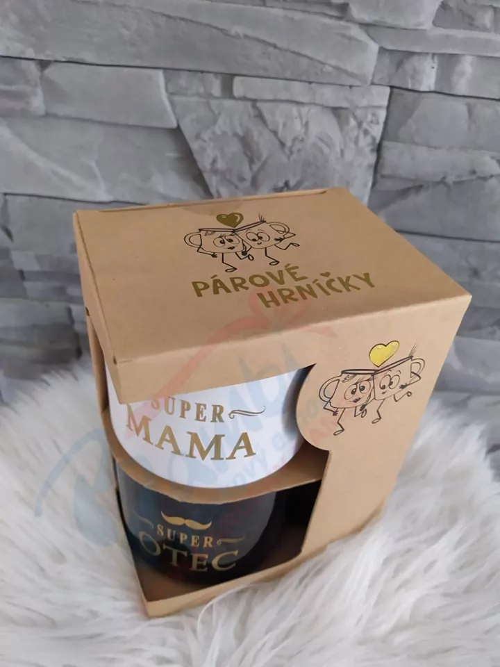 Párové hrnčeky Super mama a Super otec