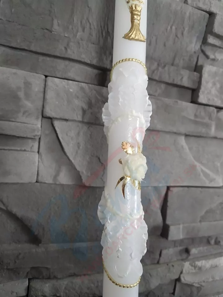 Sviečka Exclusive s 3D ružou - biela