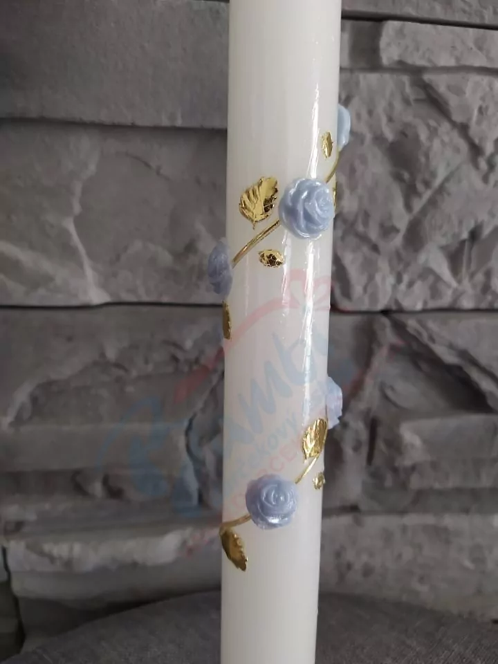 Sviečka s ružami - modrá