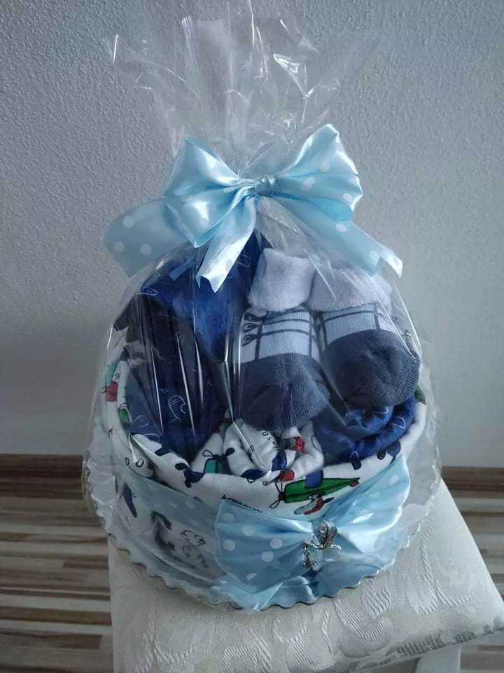 Plienková torta z látkových plienok - modrá