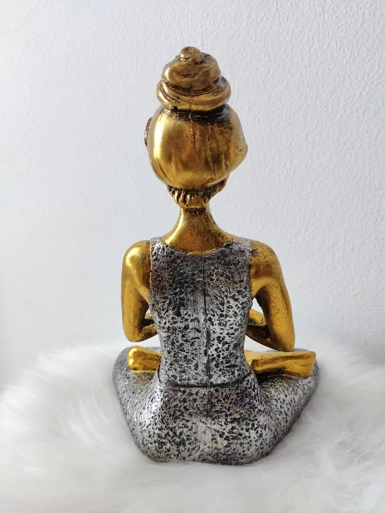 Joga žienka: bronzovo - strieborná