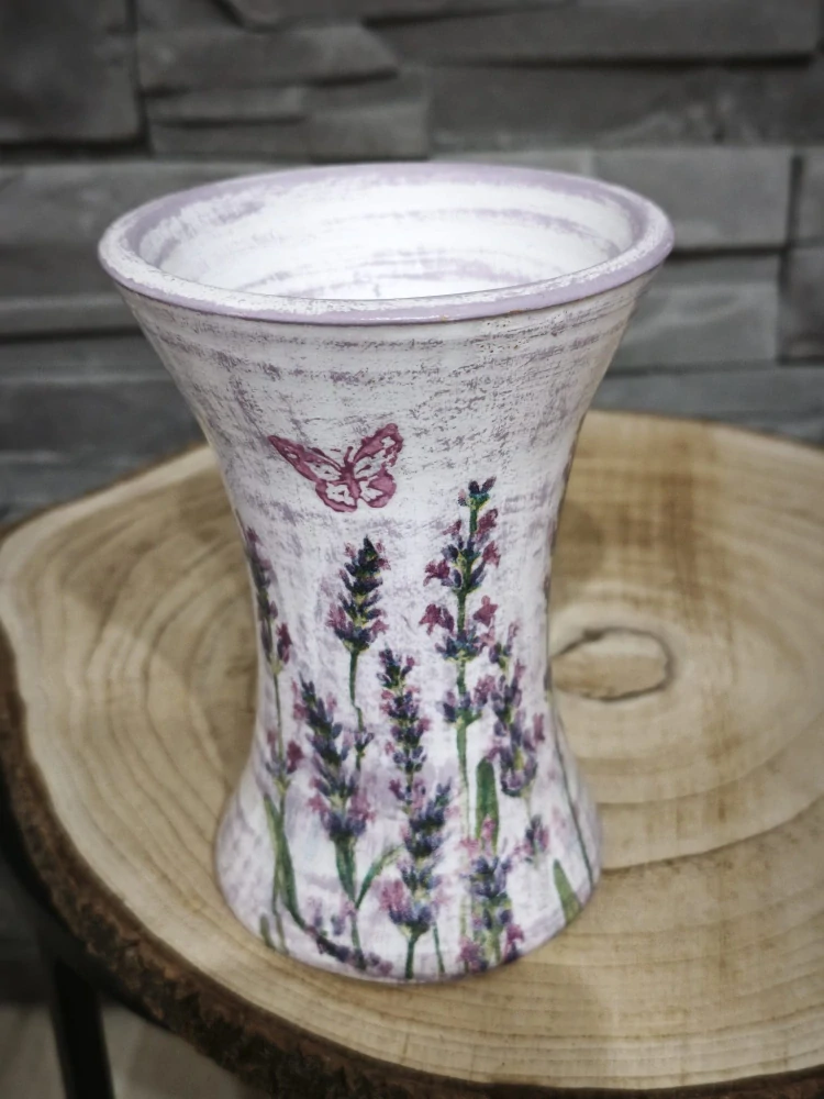 🌿 Keramická váza s motívom levandule