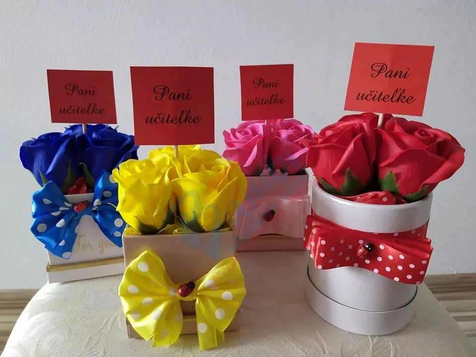 Mydlový flower box 3 Pani učiteľke žltá