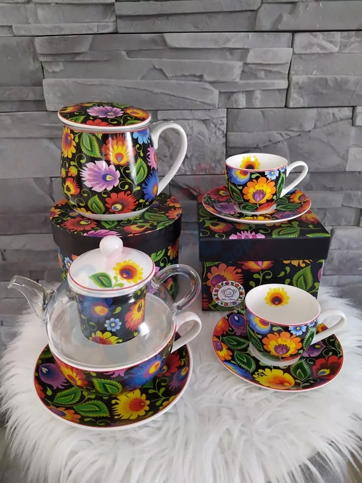 Guľatý set na sypaný čajík - čierny